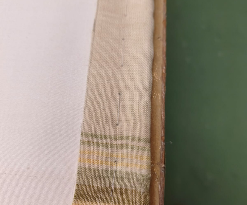 Preparation for top of hand gathered heading Preparation for top of hand gathered heading